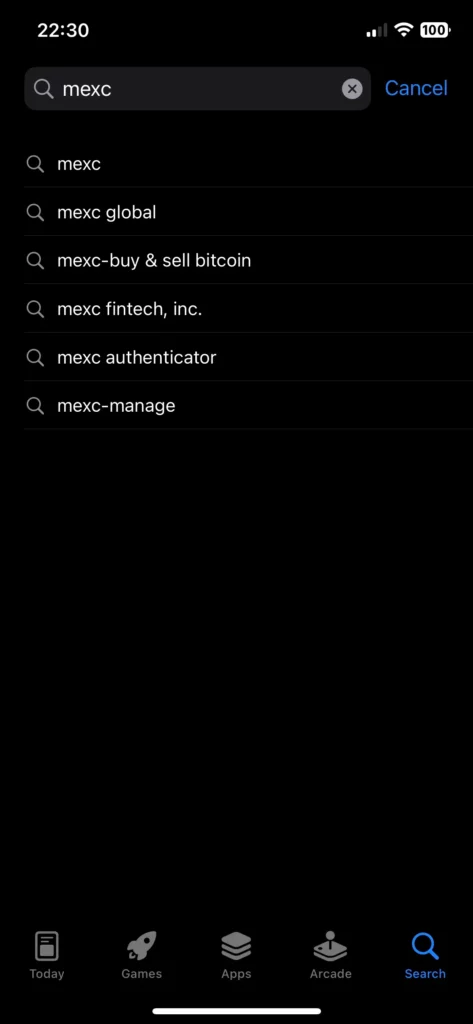 Tìm kiếm MEXC App trong cửa hàng ứng dung